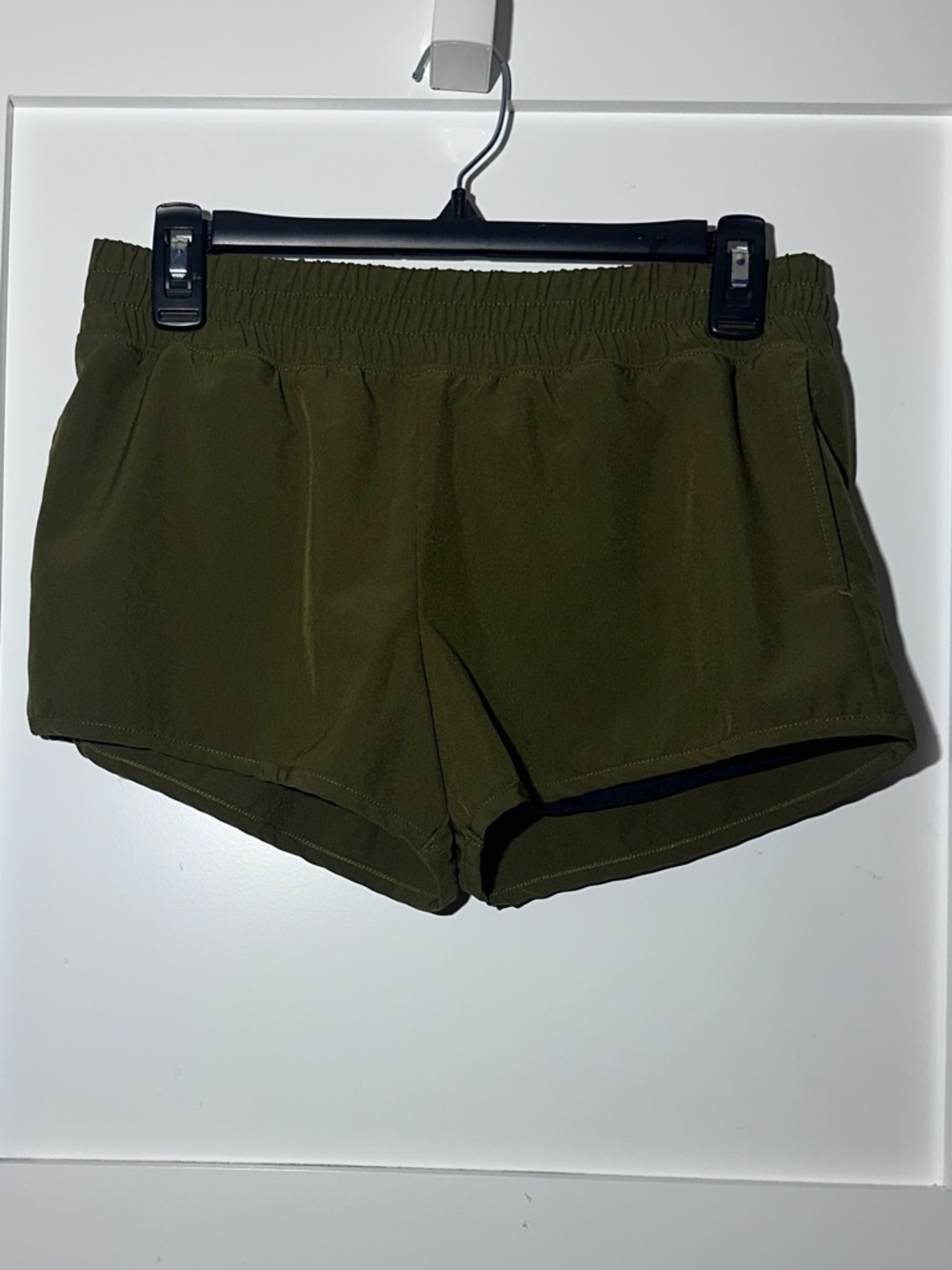 Wander Olive Green Elastic-Waist Lined Athletic Shorts